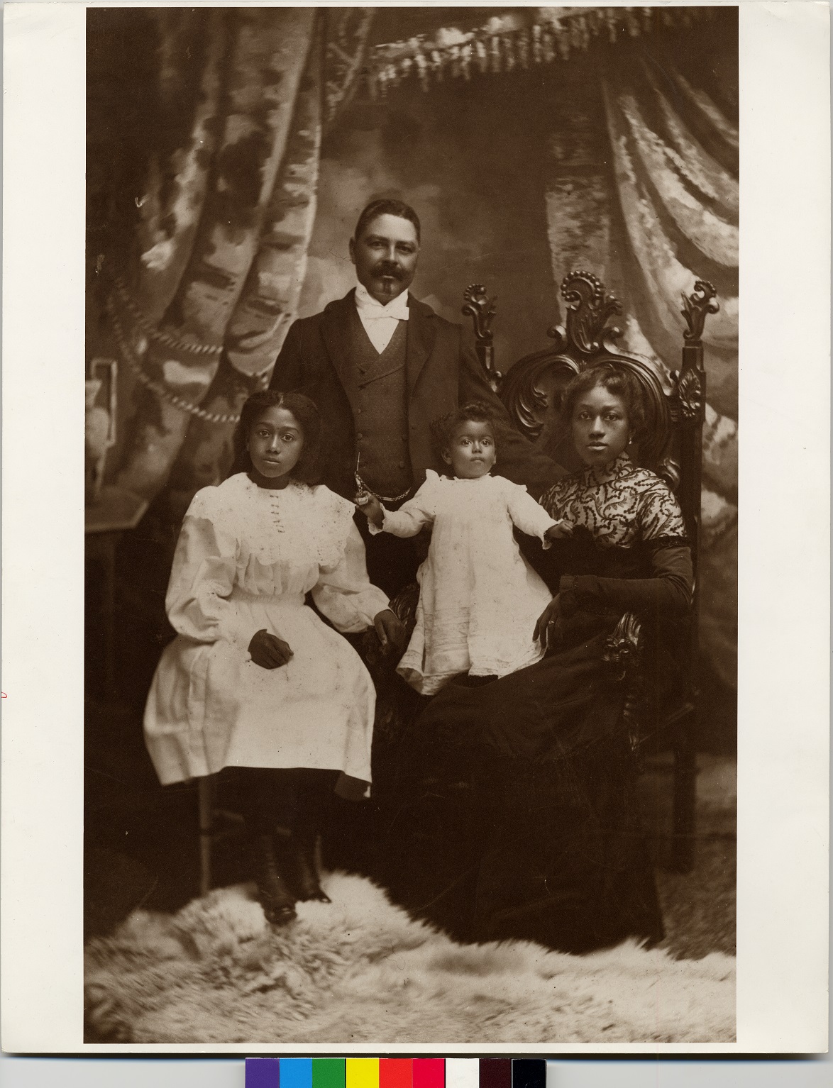 William Shorey and his wife, Julia Ann Shelton Shorey, and daughters, Zenobia Pearl and Victoria, c. 1890s