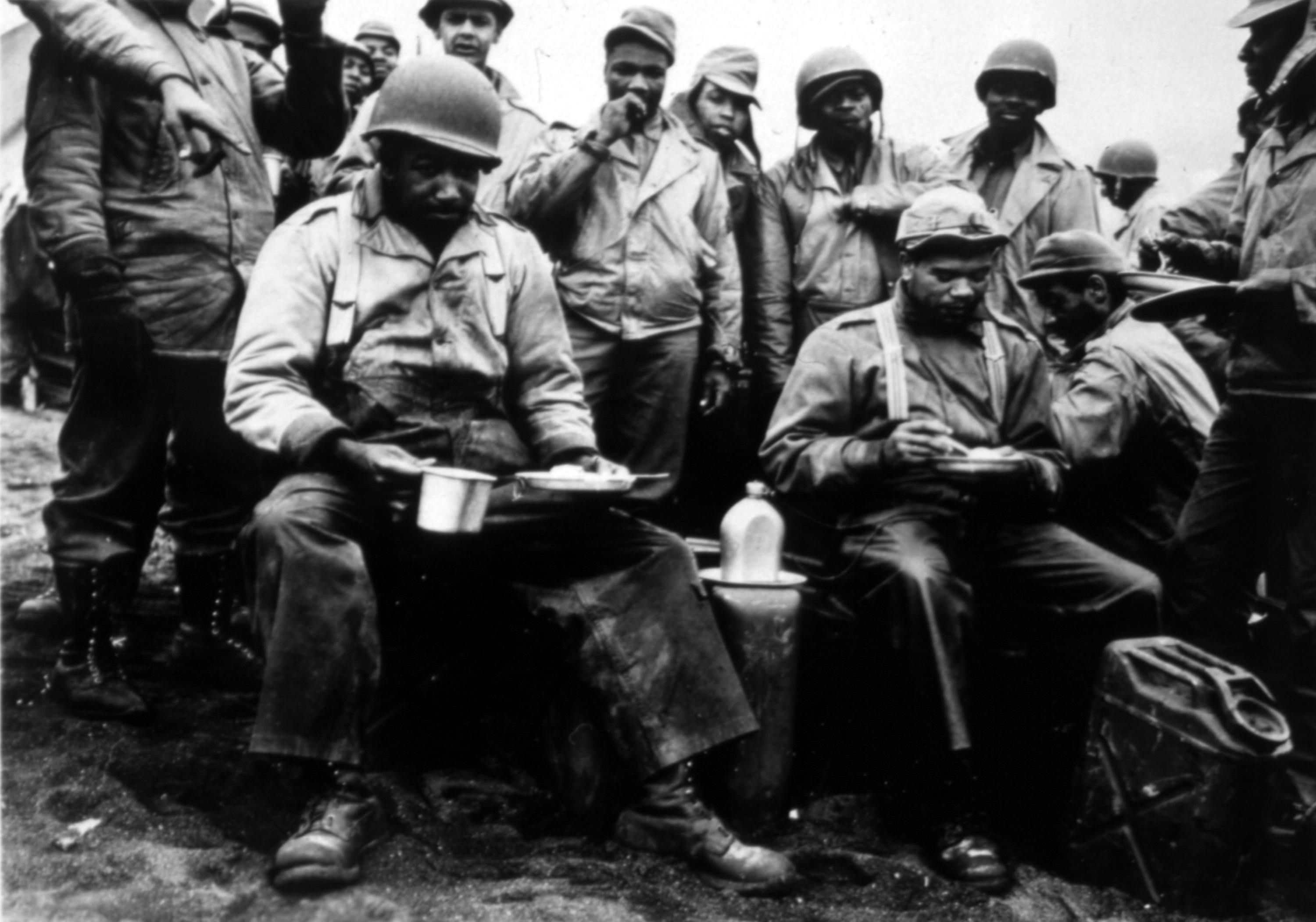 Black troops in Attu mess area, Aleutians, c. 1942-1945