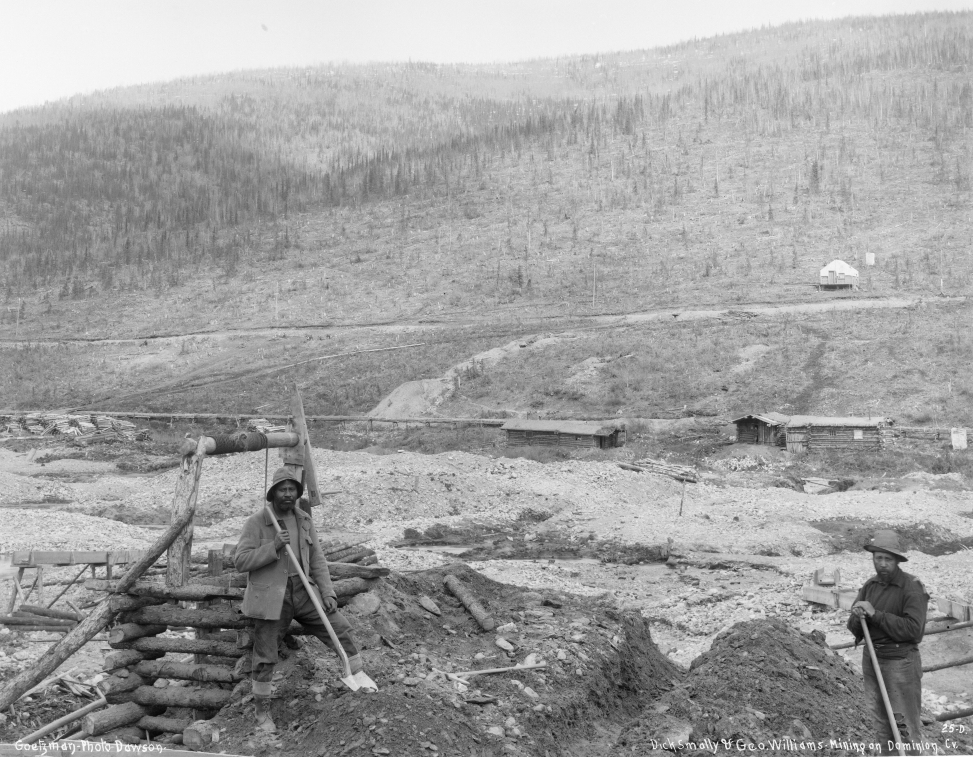 Black miners working a claim on Dominion Creek, Alaska, c. 1890s