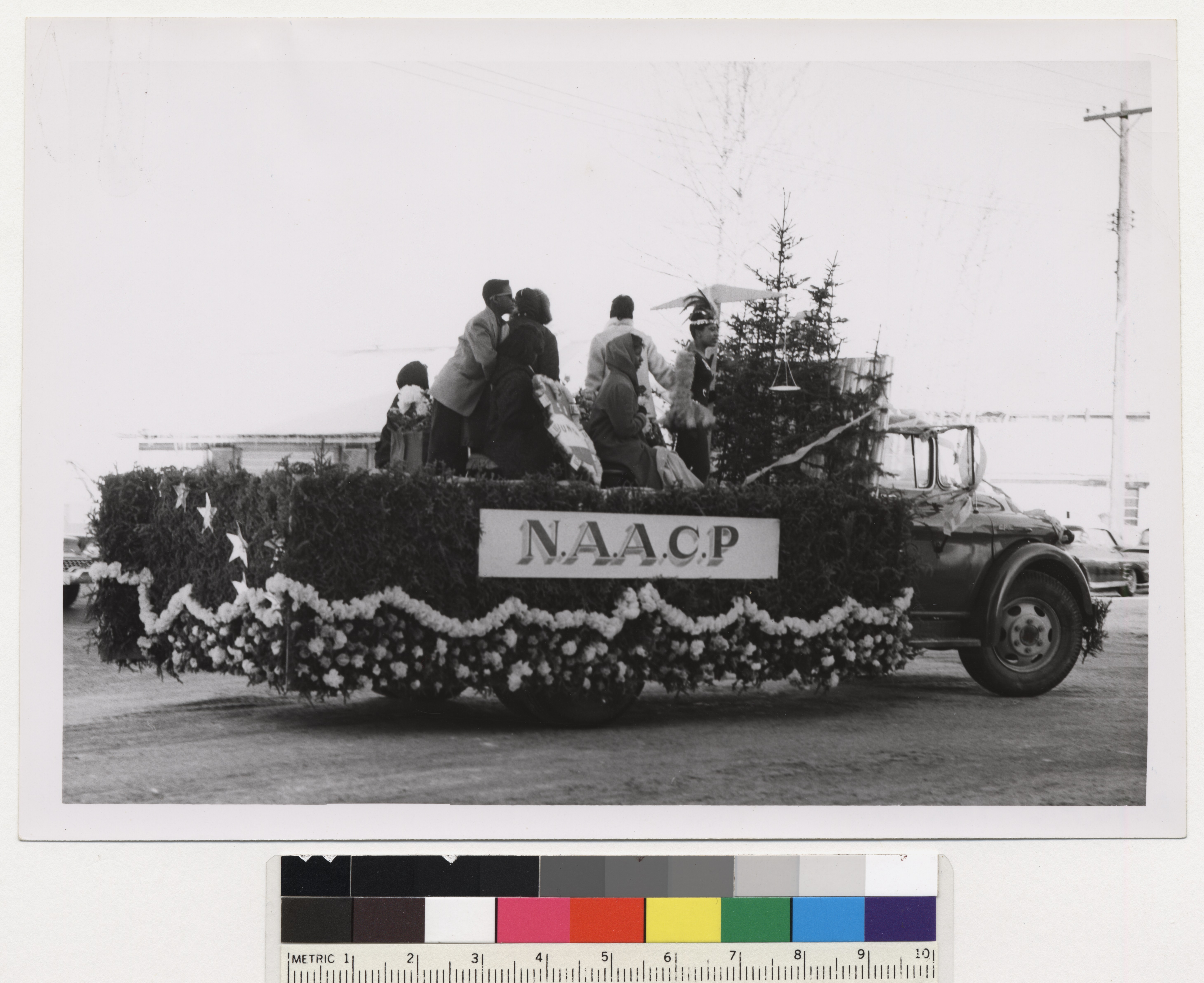 NAACP float, Fairbanks Winter Carnival Parade, 1960