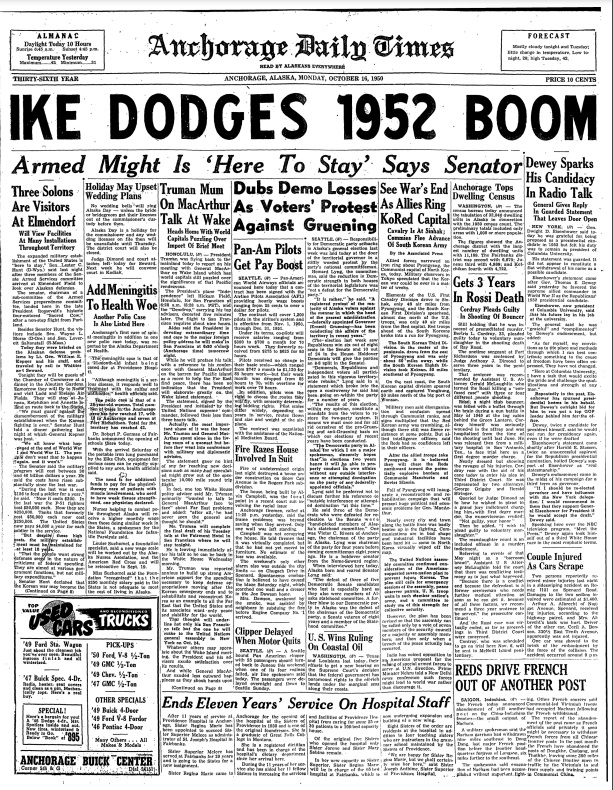 Anchorage Times article on the Campbell arson, 1950