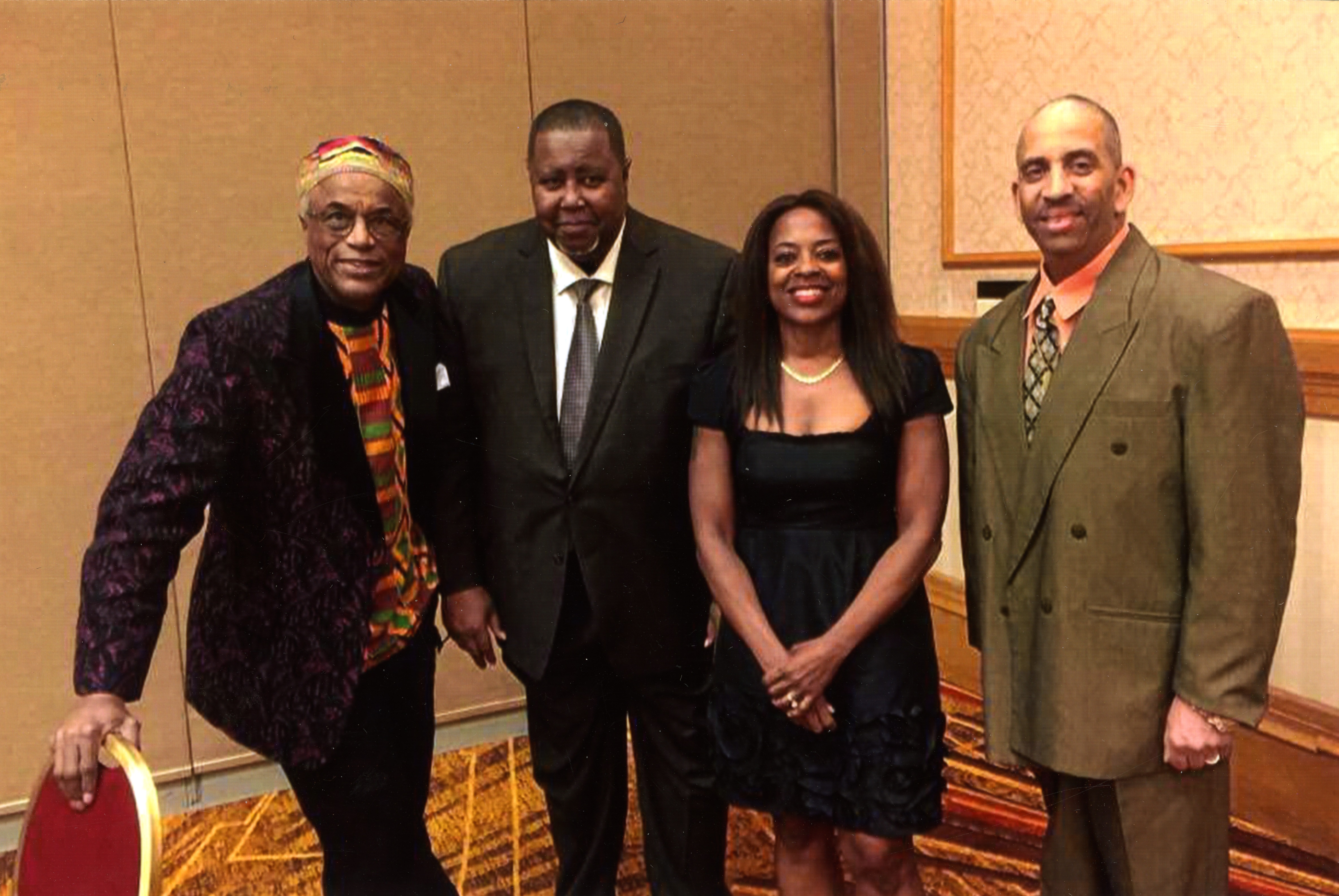 Past Presidents of the Anchorage NAACP at the C. T. Lewis NAACP Freedom Fund Banquet. Pictured are Cal Williams, Ed Wesley, Celeste Hodge Growden, and Antonio Anderson, c. 2010