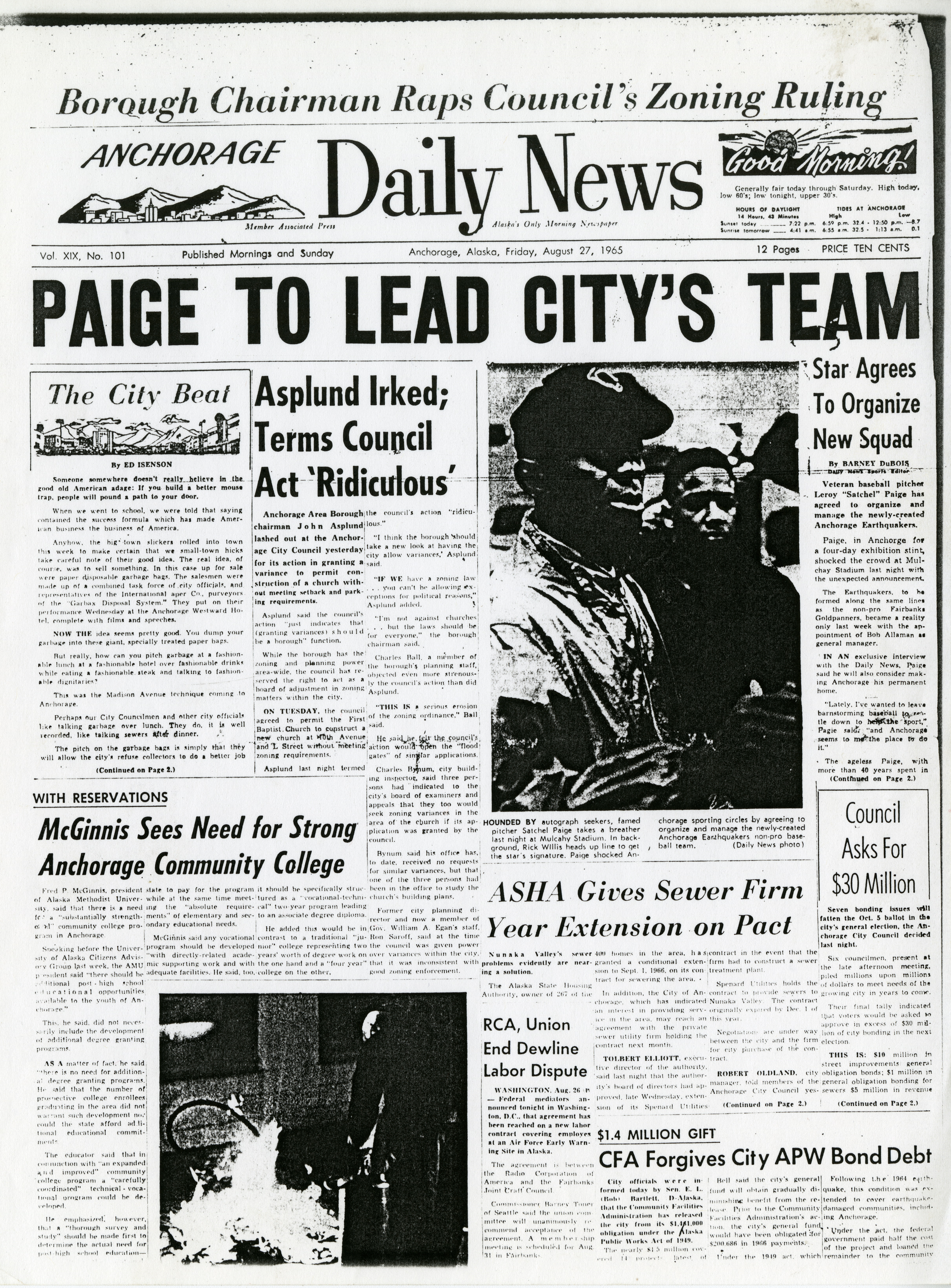 Paige to lead City’s team, 1965