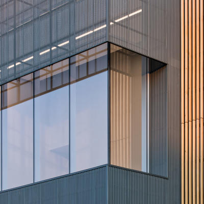 Rasmuson Wing expansion - Zinc façade and Yellow Sitka Cedar siding